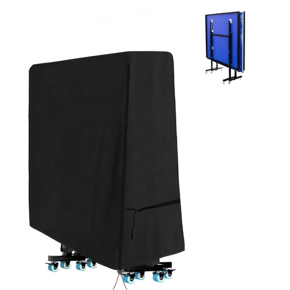 Saking Ping Pong Table Cover, Heavy Duty Table Tennis Table Cover Waterproof Sunproof Indoor & Outdoor, Fits Universal 9x5 FT Folding Tables, Windproof Cover with Zipper & Buckles, Black