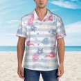 thumbnail image 2 of Pofeuu Flamingo and Pineapple Print Hawaiian Shirt for Men Sleeves Casual Button Down Summer Beach Dress Shirts T-Shirts,Small, 2 of 7
