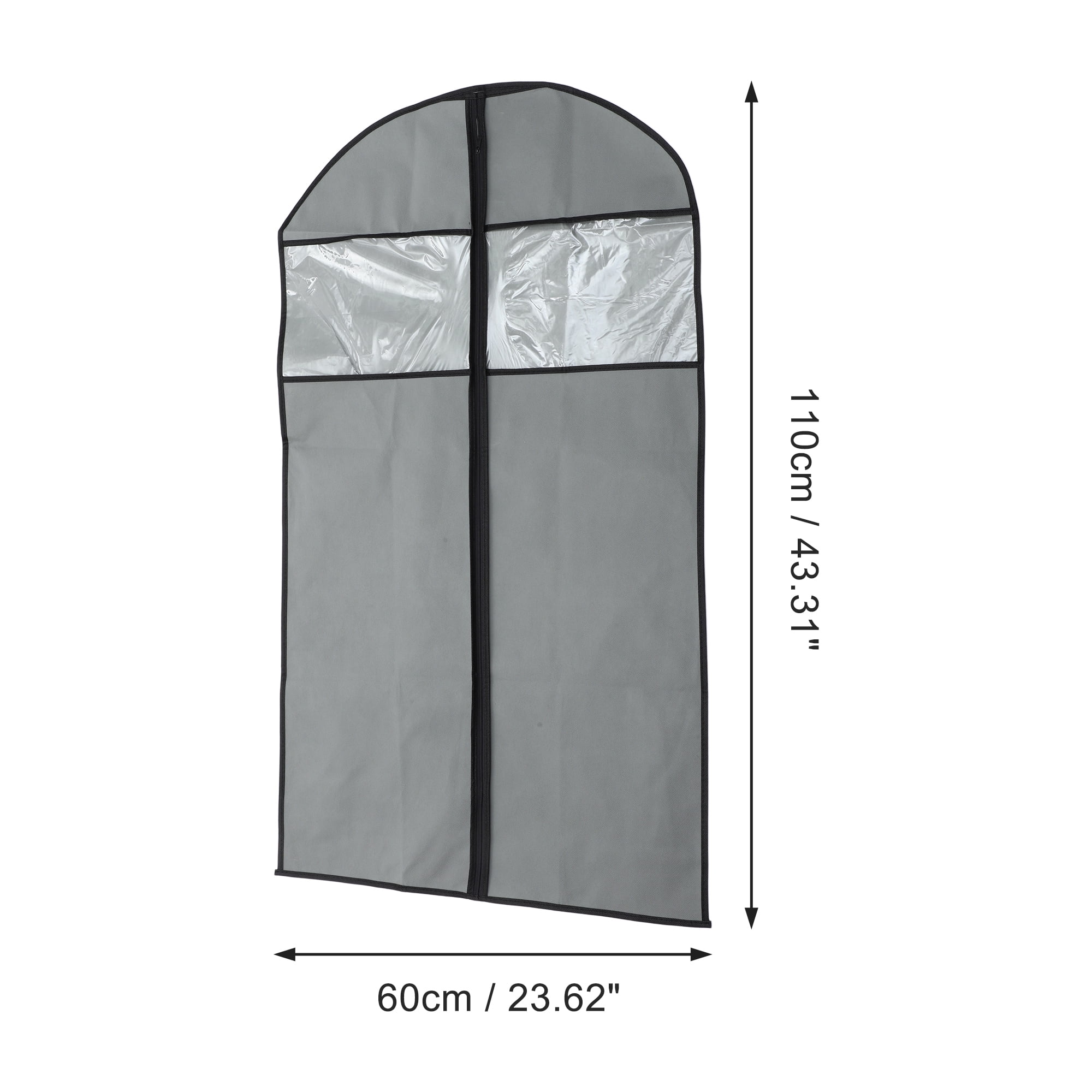 Unique Bargains 3 Pcs Dustproof Double Window Garment Bag Gray 43.31"x23.62"