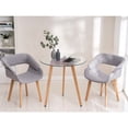 thumbnail image 5 of Ivinta Small Dining Table Set for 2, Round Glass Dining Table with Two Yellow Upholstered Fabric Chairs (Fabric, Grey), 5 of 6