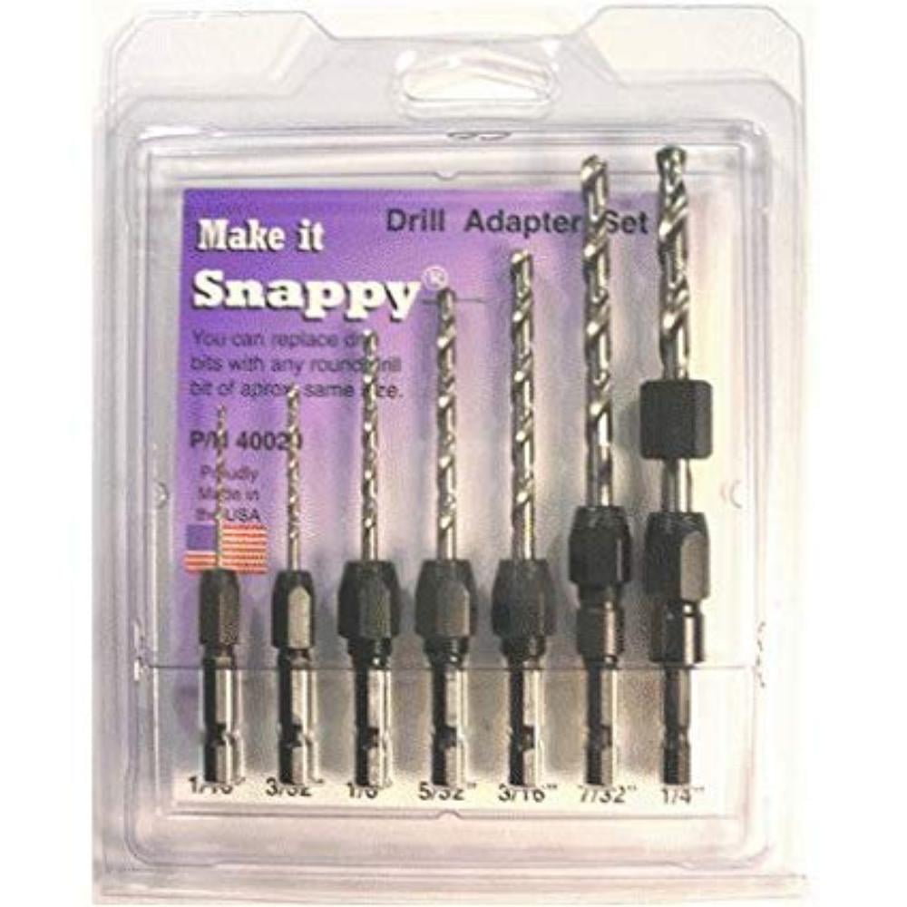 Snappy Drill Bit Adapter Set, Contains 1 each 1/16, 3/32, 1/8, 5/32, 3/