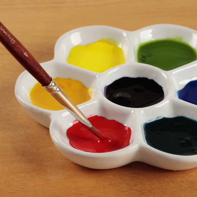 8-Well Porcelain Artist Paint Palette, Mixing Ceramic Watercolor Palette, Mixing  Tray for Watercolor Gouache Acrylic Oil Painting 8 Inch 8 Wells