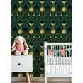 thumbnail image 2 of Vintage Peel and Stick Wallpaper Golden Sun Moon Floral Green Dark Wall Mural 23.6in x 9.8ft Self Adhesive Removable Wall Paper Renter Friendly Wallpaper for Nursery Bedroom Cabinets, 2 of 5