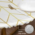 thumbnail image 4 of Golden Chevron Round Fitted Table Cover Lines Abstract Geometric Minimalist Waterproof Table Cloth with Elastic Edge Wipeable Tablecloth for Picnic Camping Party Fits 55"-60" Diameter, 4 of 8