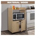 thumbnail image 4 of Ayla Microwave Cabinet with Storage and Upper Shelf for Kitchen Appliances - 2 Door Cabinet Kitchen Storage Cart - Wood Kitchen Cart with Lockable Castors Wheels - Beech, 4 of 7
