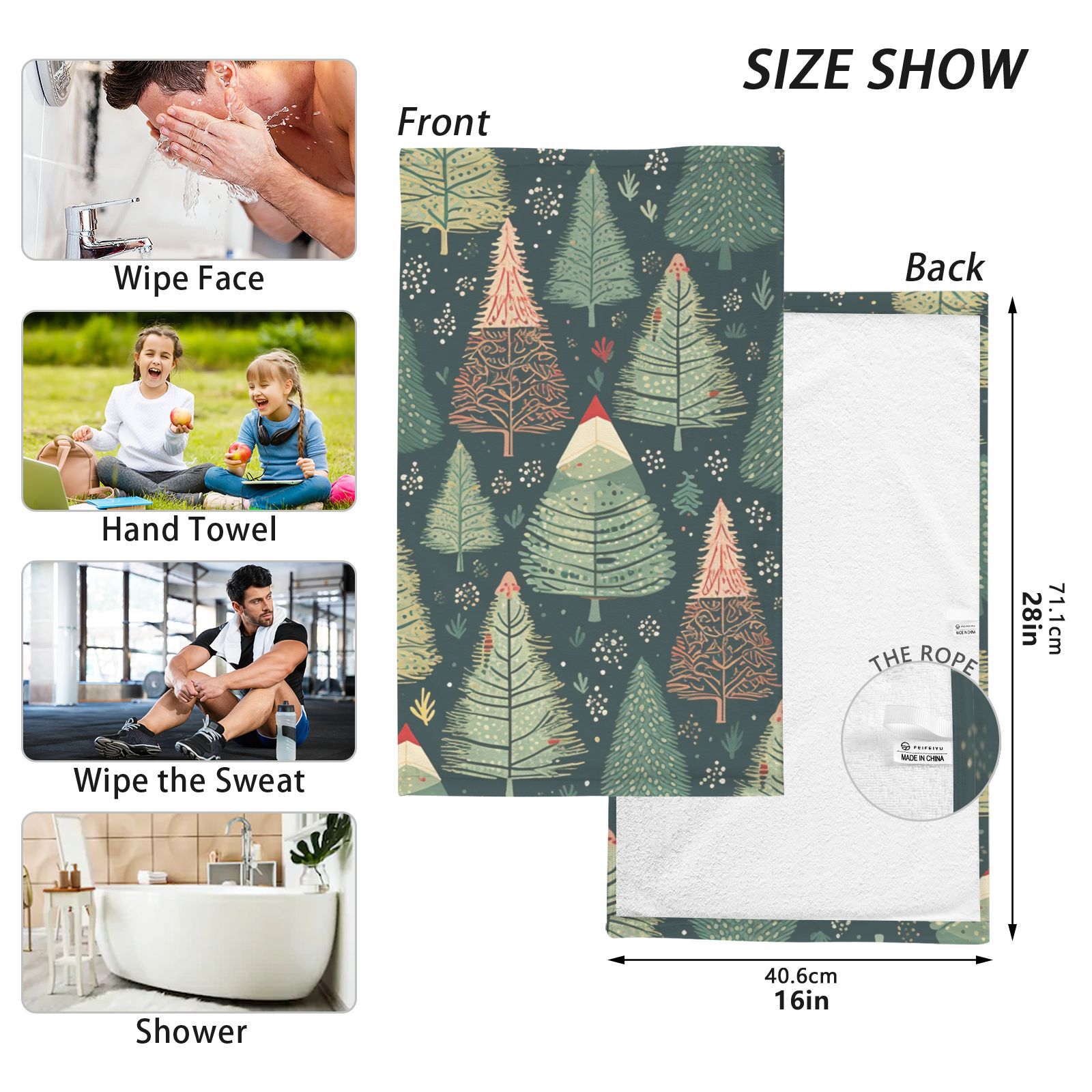 Rustic Trees Hand Towels Cotton Bath Towels Large Face Towels Absorbent for Bathroom 2 Packs