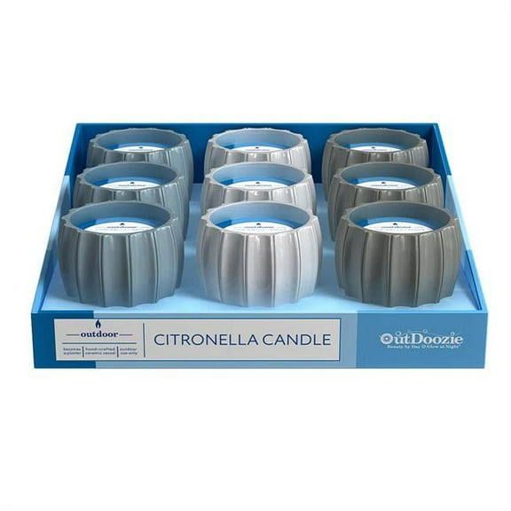 4 in. Ceramic Contour Citronella Candle, Assorted Color - Pack of 9