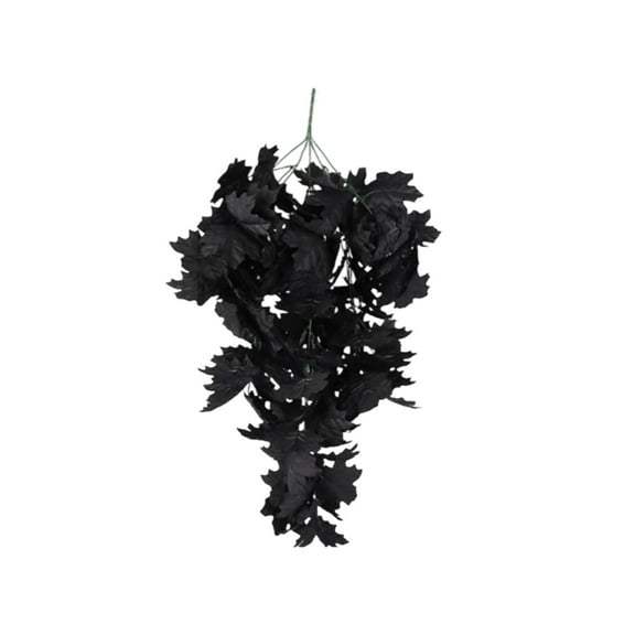 Black Wreaths for Front Door, Gothic Teardrop Swag Artificial Maple Leaves for Indoor Outdoor Farmhouse Home Wall Window Wedding Halloween Decorations
