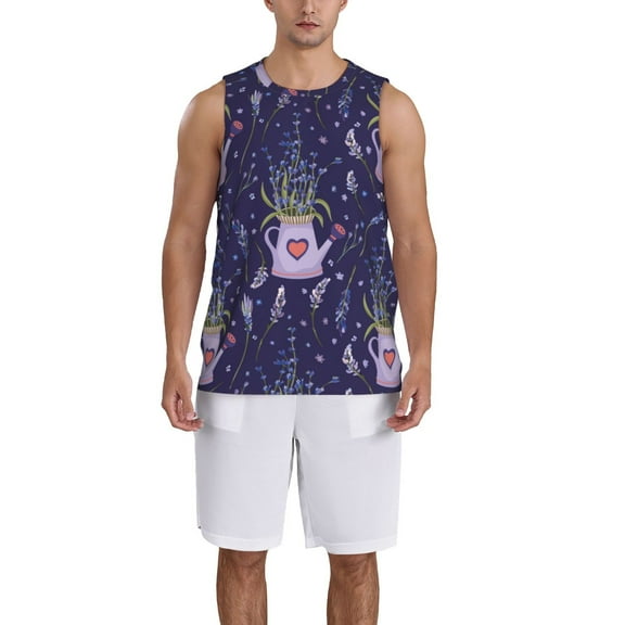 Honeii Lavender Flowers print basktball shirt for men and women, Unisex basketball jersey for Theme party-Small