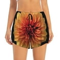 thumbnail image 2 of Gaeub Orange Dalia Print Women's Athletic Shorts,High Waisted Running Shorts,Pocket Sporty Short,Gym Elastic Workout Shorts-X-Large, 2 of 7