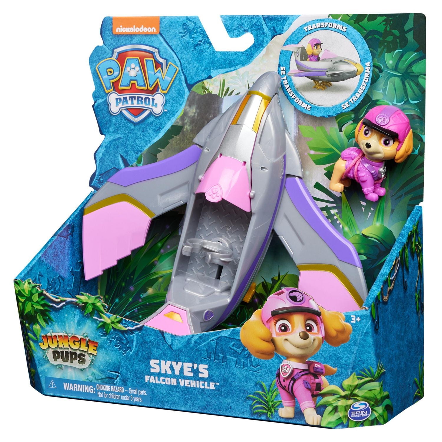 PAW Patrol Jungle Pups, Skye Falcon Vehicle, Toy Jet with Collectible Action Figure, Kids Toys for Boys & Girls Ages 3 and Up