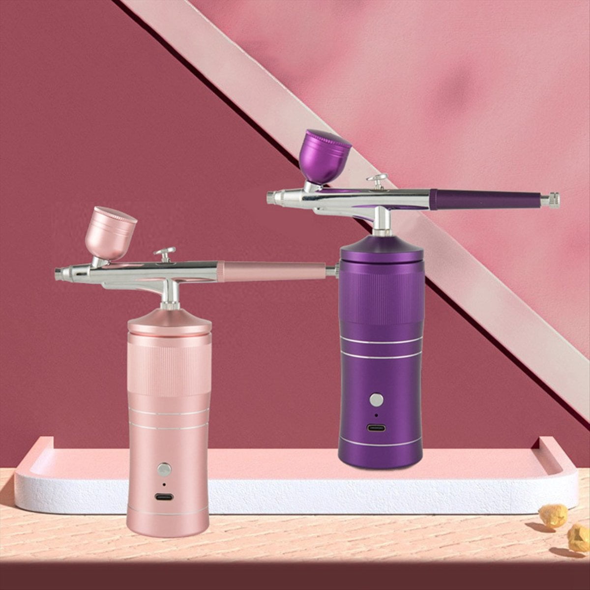 Airbrush Kit Rechargeable Cordless Airbrush Compressor Portable+0.3mm Nozzle Cleaning Brush Set for Makeup Nail Art B
