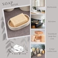 thumbnail image 5 of Stylish Matte Beige Soap Dish with Natural Bamboo Base - Polyresin Soap Holder for Contemporary Home, 5 of 7