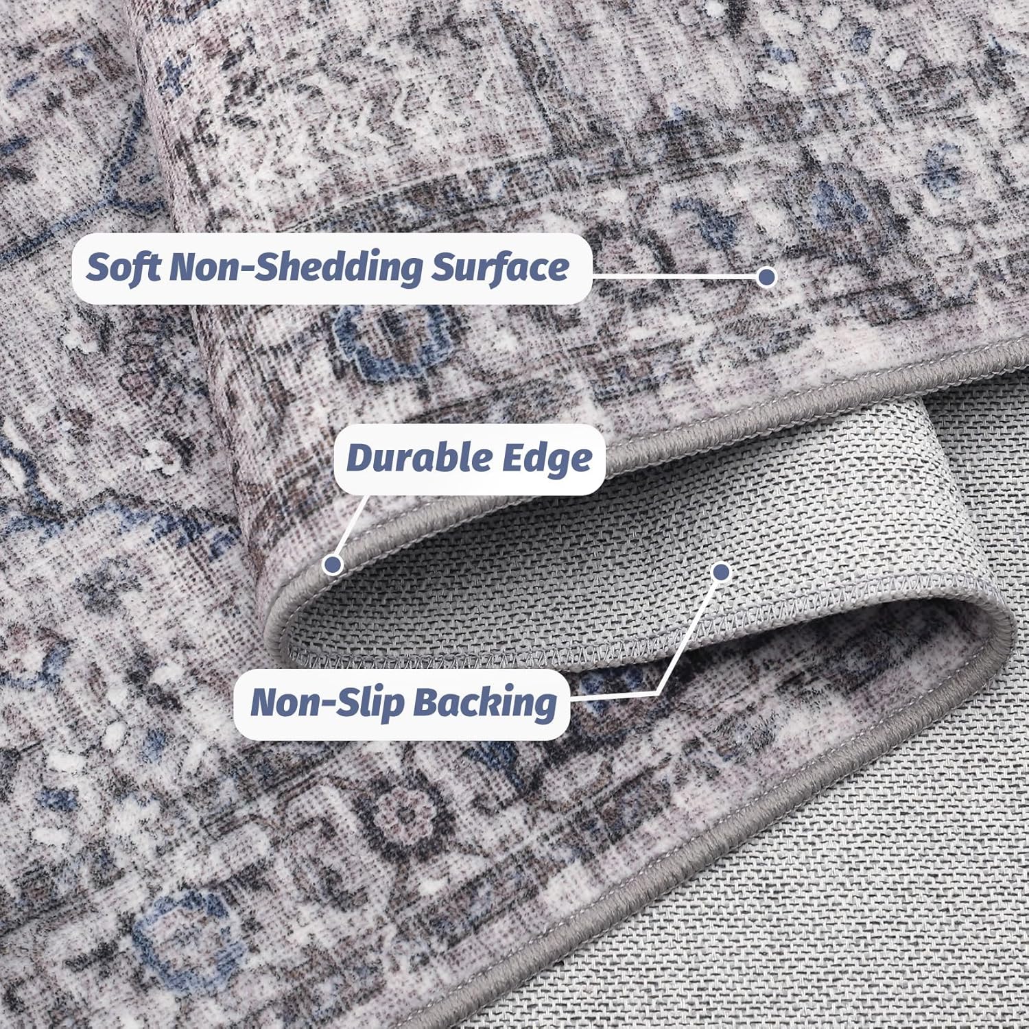 Rugs 8x10 Washable Soft Vintage Large Area Rugs Boho Farmhouse Low Pile Non-Slip Indoor Carpet Rugs Dining Room Home (Taupe 8'x10')
