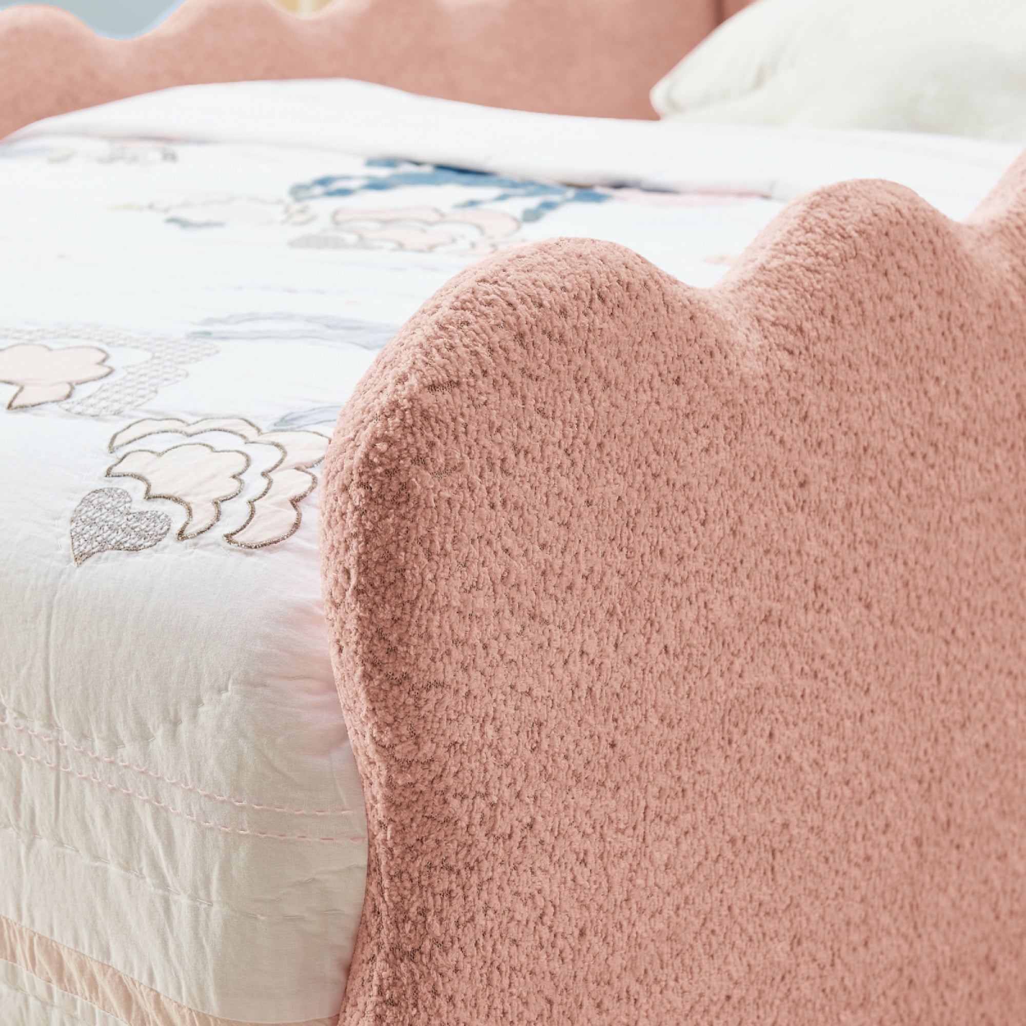 CHENYUEFURN Twin Dinosaur Bed with Solid Wood Frame and Safety Guardrails, Pink
