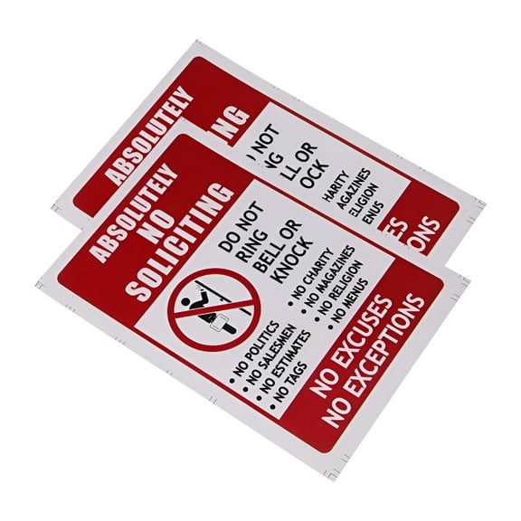 CCOCC 2 Pcs No Entry Stickers No Solicitation Signs No Soliciting Solicitors Warning No Soliciting Decals