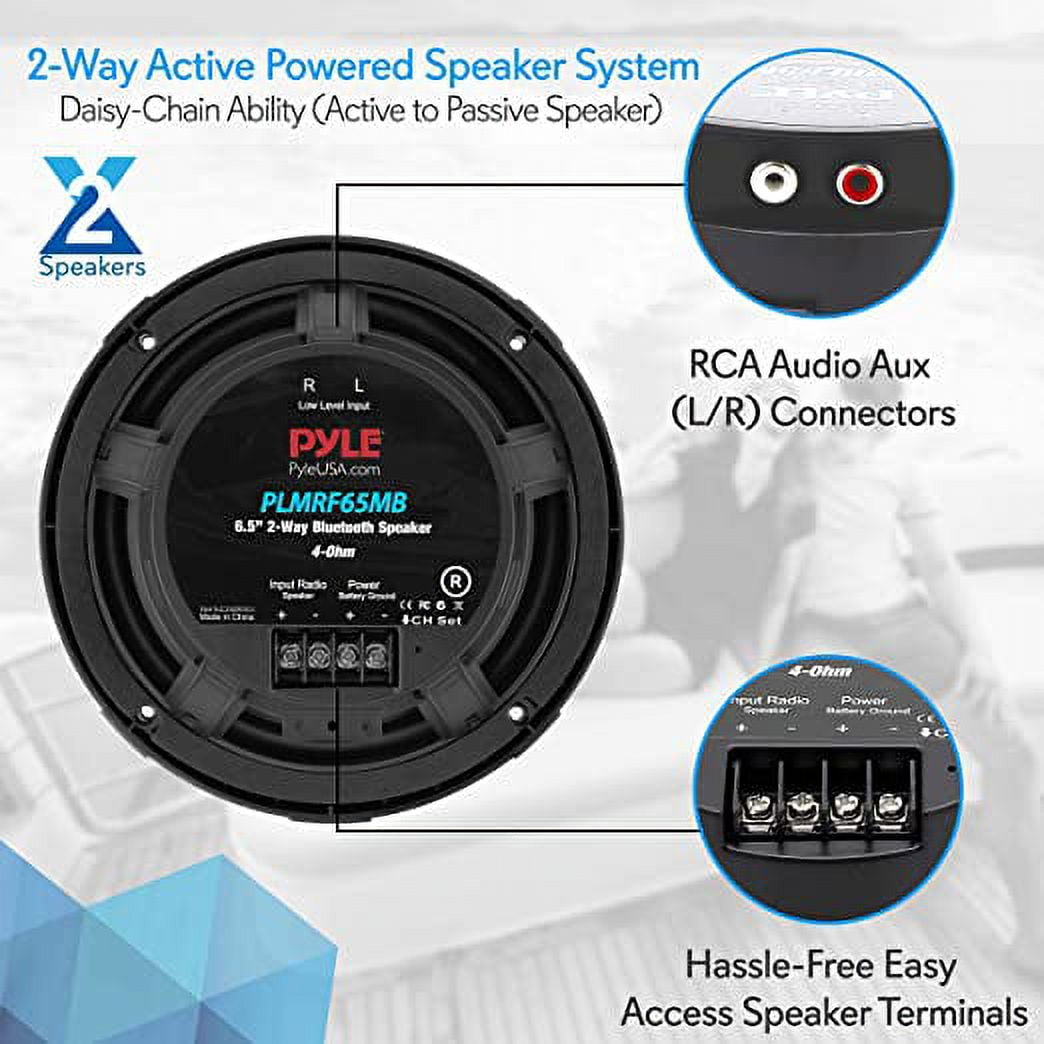 Pyle 6.5 Waterproof & Bluetooth Compatible 2-Way Coaxial Range Amplified  Audio Stereo Sound System