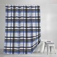 thumbnail image 3 of Tartan Black Blue Farmhouse Vintage Plaid Shower Curtain for Bathroom, Geometric Line Art Waterproof Shower Curtains Washable Quick Dry with Hooks Bathtub Curtains 60x72IN, 3 of 9