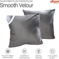 thumbnail image 4 of Cheer Collection Velour Throw Pillows - Set of 2 Decorative Couch Pillows - 26" x 26" - Gray Gray 26" x 26" (Set of 2), 4 of 8