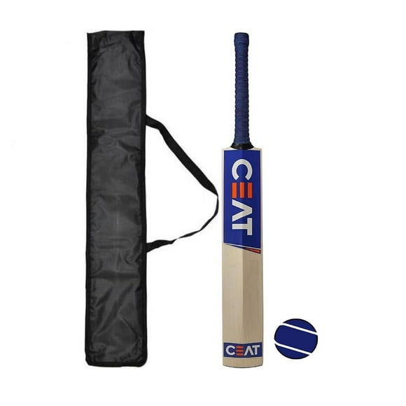 Ske Solid Popular Willow Cricket Bat For All Tennis Balls (Natural , Full Size) , Wood , Multicolour | Cricket Bat With Ball & Cover