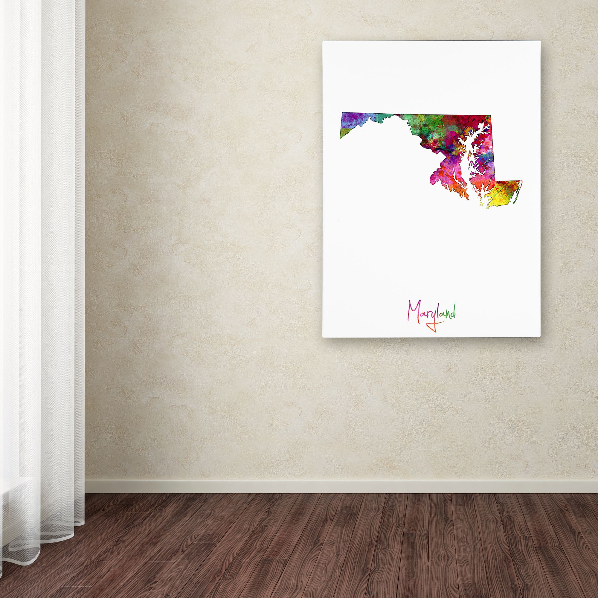 Trademark Fine Art "Maryland Map" Canvas Art by Michael Tompsett