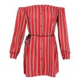 thumbnail image 2 of Vestido a Rayas de Manga Larga Sunnimix con Hombros Descubiertos Rojo S, 2 of 8