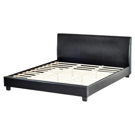 CorLiving San Diego Leatherette Upholstered Full/Double Bed, Black