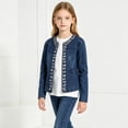 thumbnail image 5 of Edvintorg Jean Jacket for Girls Crew Neck Long Sleeve Open Front Denim Coat Teen Clothes for Girls Size 12-17, 5 of 9