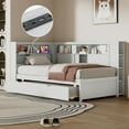 thumbnail image 3 of Euroco Wood Twin Daybed with Trundle, Shelves, and USB Charging Station in White, 3 of 13