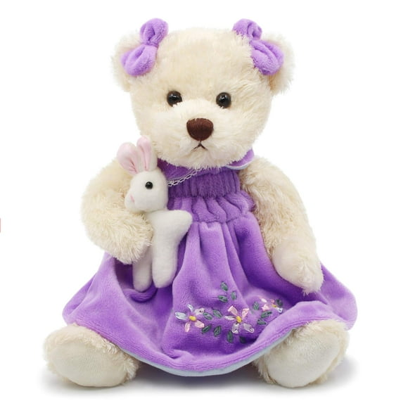 Oitscute Small Baby Teddy Bear with Cloth Cute Stuffed Animal Soft Plush Toy 10"" (Purple Dress with Rabbit)