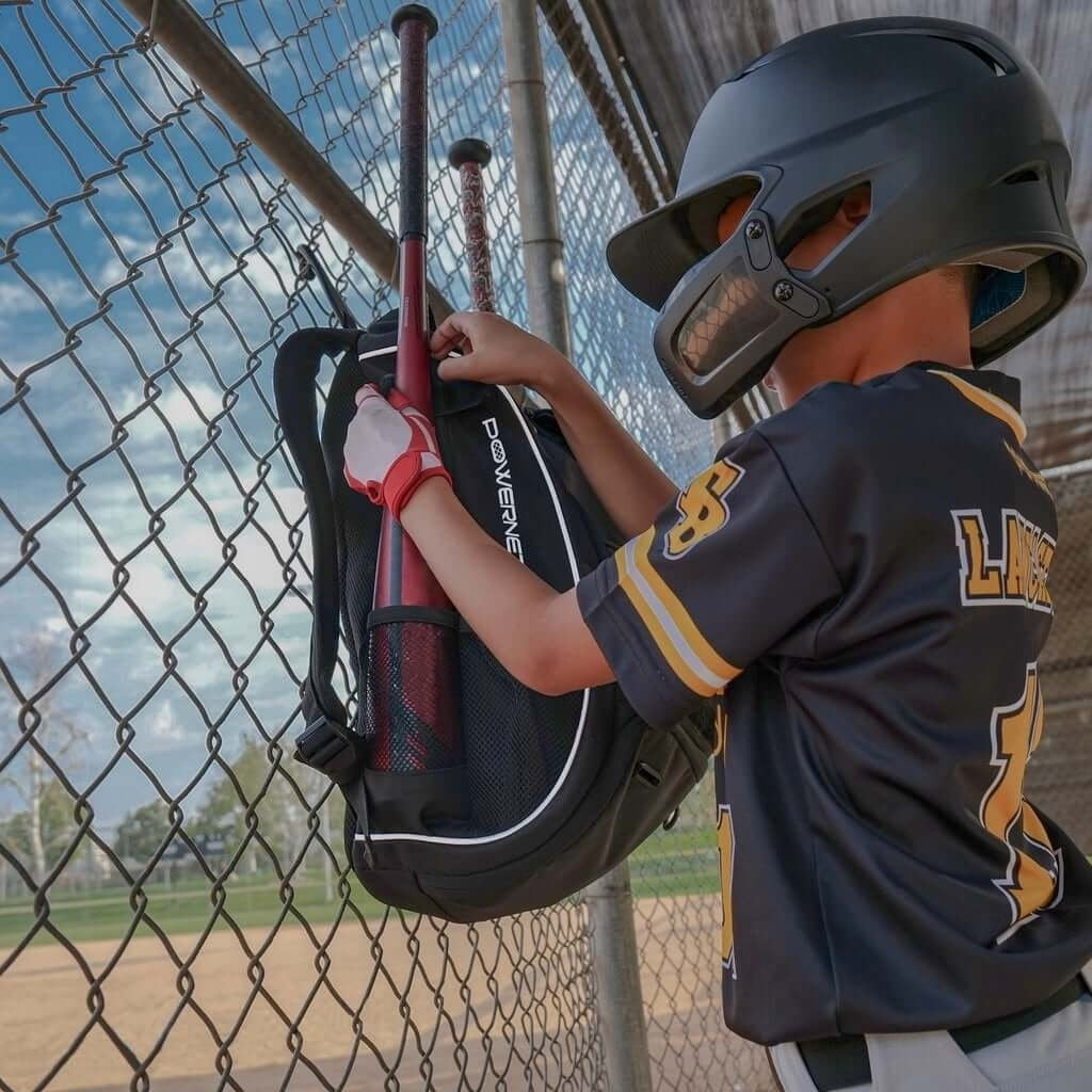 PowerNet Starter Backpack, Softball & Baseball Bag, Organized Pockets for Baseball Accessories, Helmet, Gloves, Catchers Gear & Baseball Bat Sleeves, Youth Travel Sports Backpack (1 Backpack)