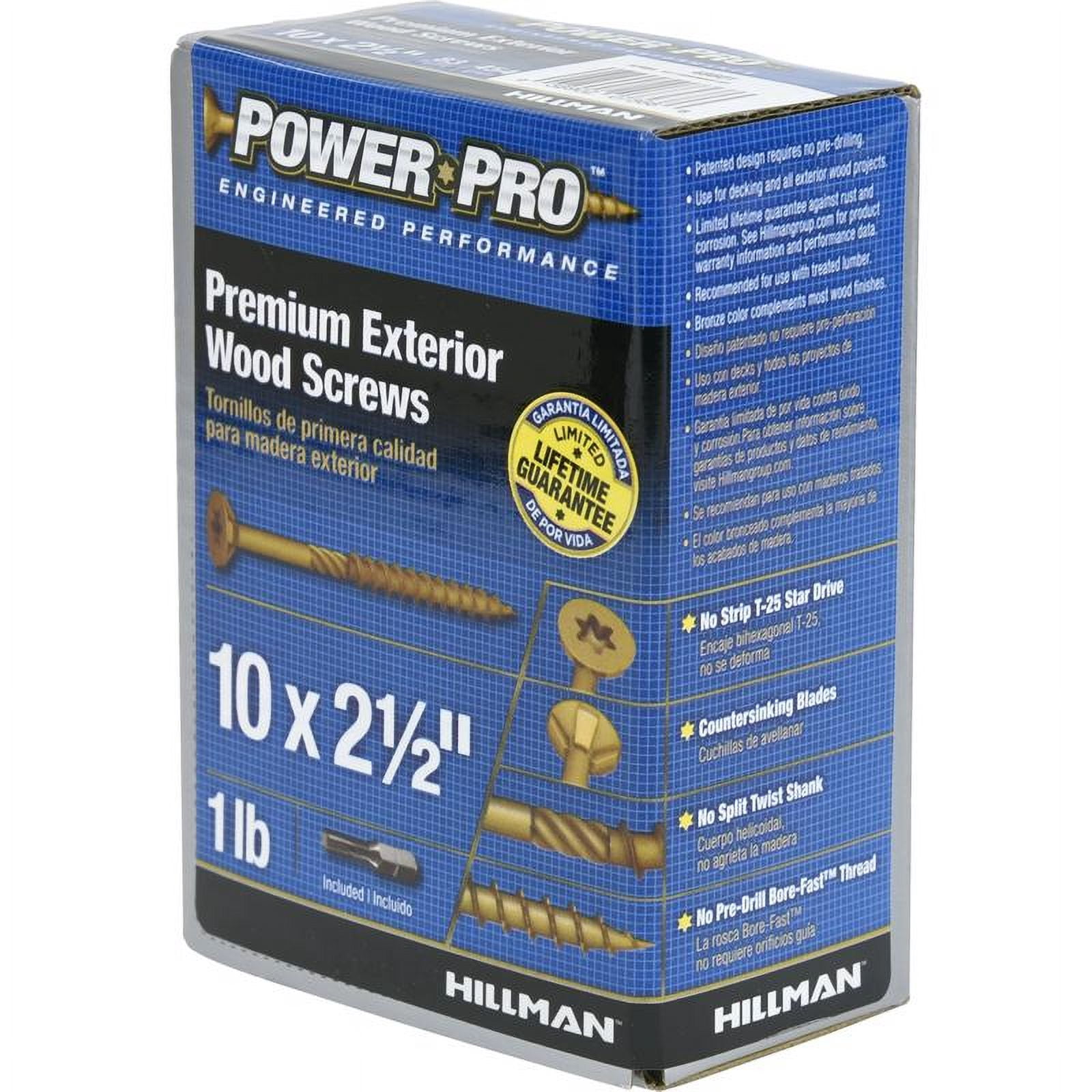 HILLMAN FASTENERS Wood & Deck Screws, Sharp Point, Star, #10 x 2.5-In., 1-Lb. 48601