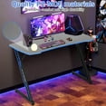 thumbnail image 2 of Dkelincs 47 inch Gaming Desk Z-Shaped Computer&nbsp;Home Office Desk with Headphone Hook, Blue, 2 of 8