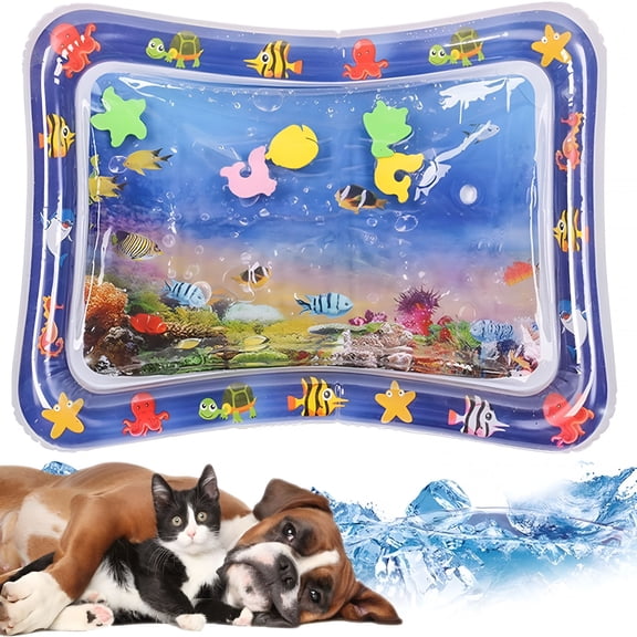 BESTSKY Water Sensory Playmat for Cats, Inflatable Tummy Time Mat Cat Toys for Bored Indoor Cats, Cat Kicker Toys Self Play Mat, Interactive Toys for Cats to Play Alone
