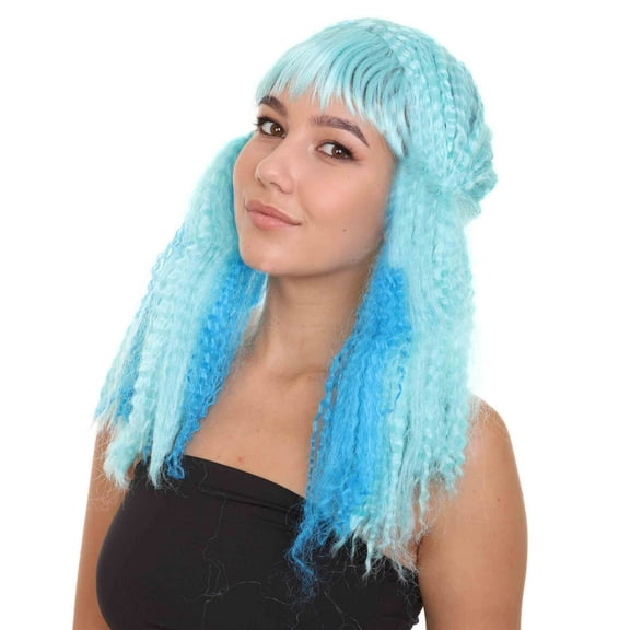 Blue Mix Color Doll Womens Wig | Long Cosplay Halloween Wig | Premium Breathable Capless Cap