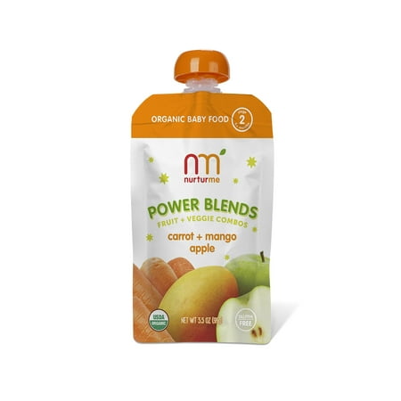 (4 pack) (4 Pack) NurturMe Organic Power Blends Stage 2: Carrot + Mango + Apple (3.5 oz)