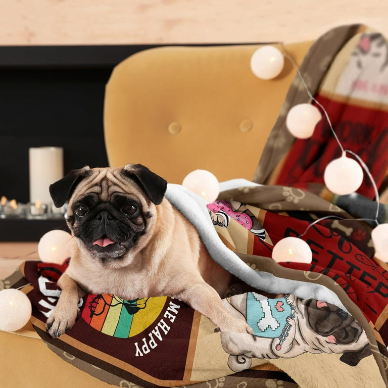 Pug Gifts for Pug Lovers Pug Gifts Gifts for Pug Lovers Pug Dad Mom Gifts Pug Blanket Black Pug Gifts Pug Stuff Pug Decor Blanket 60