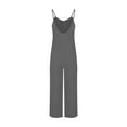 thumbnail image 3 of Lighten Sales of The Day, JURANMO Jumpsuits for Women Casual Ribbed Knit Sleeveless Romper Summer Spaghetti Strap Stretchy Wide Leg One Piece Pants with Pockets Gray XL, 3 of 7