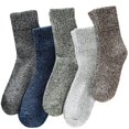 thumbnail image 1 of 5 Pairs Merino Wool Socks Mens, Thick Warm Winter Socks, Hiking Socks Soft Casual Socks for Men-Comfort Casual Cotton Warm Wool, 1 of 5
