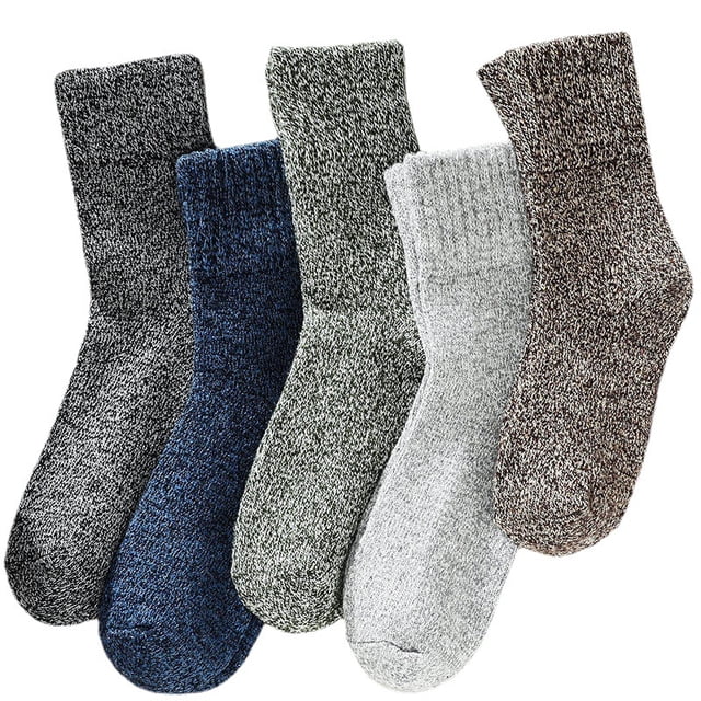 5 Pairs Merino Wool Socks Mens, Thick Warm Winter Socks, Hiking Socks Soft Casual Socks for Men-Comfort Casual Cotton Warm Wool