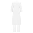 thumbnail image 5 of CILENON 2 Piece Sets for Women Solid Color Cotton Linen Pant Sets Casual Long Sleeve Button T Shirt Loose Wide Leg Pants Set Fall Outfits (White,XL), 5 of 5