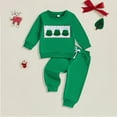 thumbnail image 2 of UngA Baby Christmas Outfit Boy Toddler Baby Girl Boy Outfit Long Sleeve Sweatshirt Top Charm Pants Infant Set Green,2-3 Years, 2 of 5