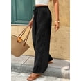 thumbnail image 3 of Eytino Womens Wide Leg Pants Casual Loose Summer Boho Drawstring Elastic Waist Travel Vacation Beach Pants Hollow Out Textured Lounge Pants, 3 of 7