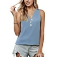 thumbnail image 2 of ZyeKqe Sleeveless Tops for Women Causal Sleeveless V-Neck Button T-Shirt Top Blouse Solid Color Vest, 2 of 7