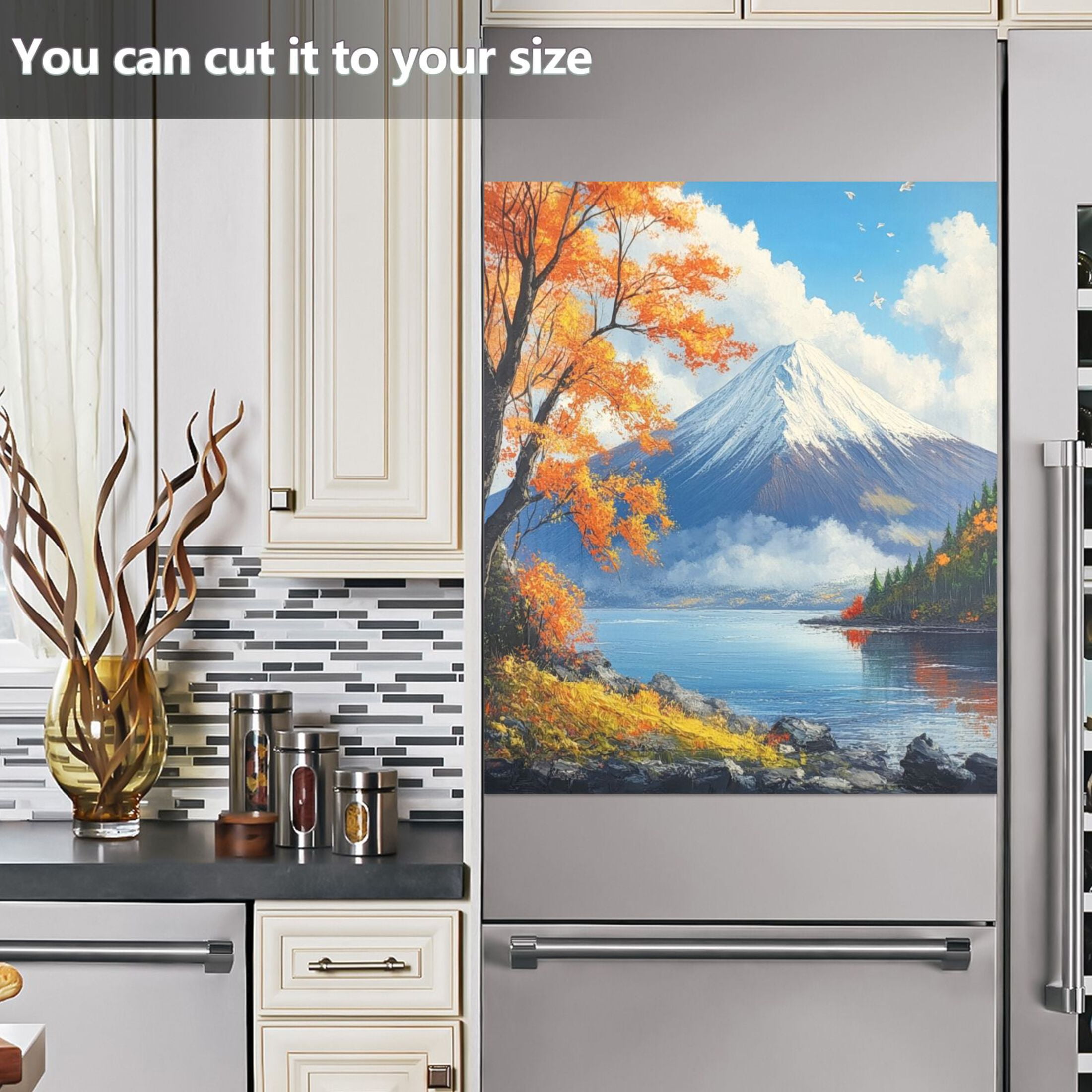 Dishwasher Magnetic Sticker 23x26 Inch Refrigerator Magnetic Sticker Washing Machine Magnetic Sticker Kitchen Panel Magnetic Sticker Home Decor Autumn View Of Mount Fuji