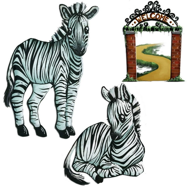 Cohas Removable Vinyl Wall Decals for Baby Nursery or School, Zoo Theme, Large Zebras