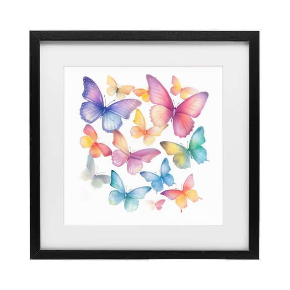 Stupell Industries Rainbow Butterflies Rabble Black Framed Print Under Glass, design by Creative Studio