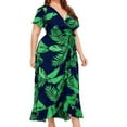 thumbnail image 5 of Black & Friday Deals Usmixi Formal Dresses for Women Short Sleeve V-Neck Butterfly Print Summer Maxi Dresses Vintage Western Graphics Empire Waist Slit Swing Plus Size Dress Green XXL, 5 of 7