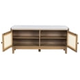 thumbnail image 5 of 43" Shoe Storage Bench with Cushion, 2-Tier Wood Bench with Adjustable Shelves and 2 Rattan Doors, Rustic Shoe Organizer Cabinet for Entryway, Hallway, 5 of 9