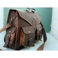 18" Leather Vintage Messenger Shoulder Men Satchel Laptop Briefcase Bag